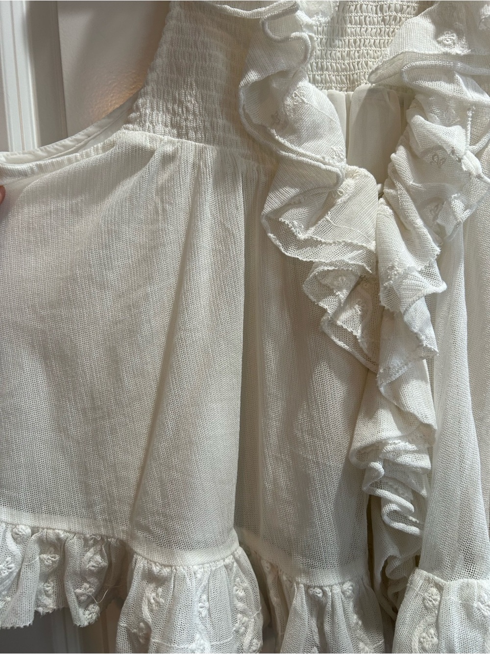 Anthropologie Ivory Ruffled Sleeveless Blouse - Picture 4 of 9